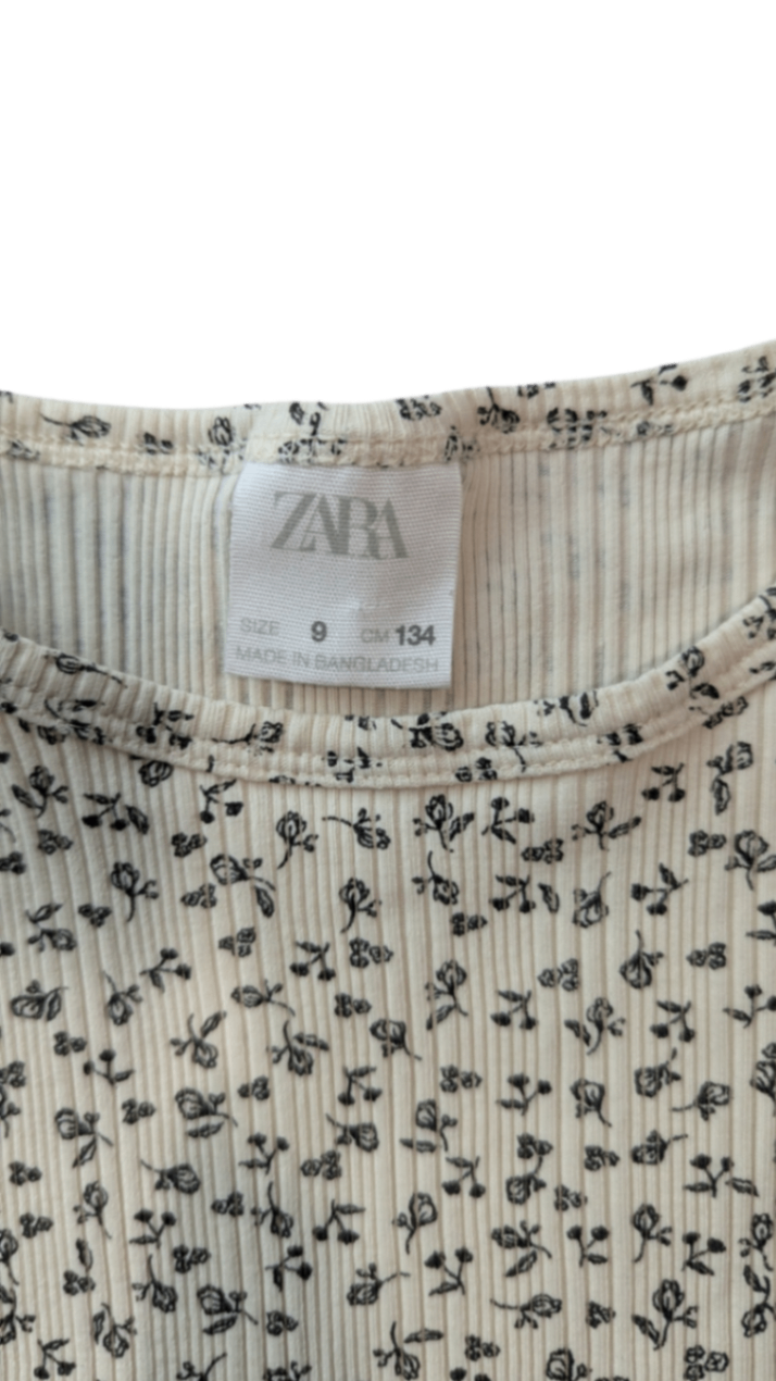 Zara T-Shirt, Cream and black, 9
