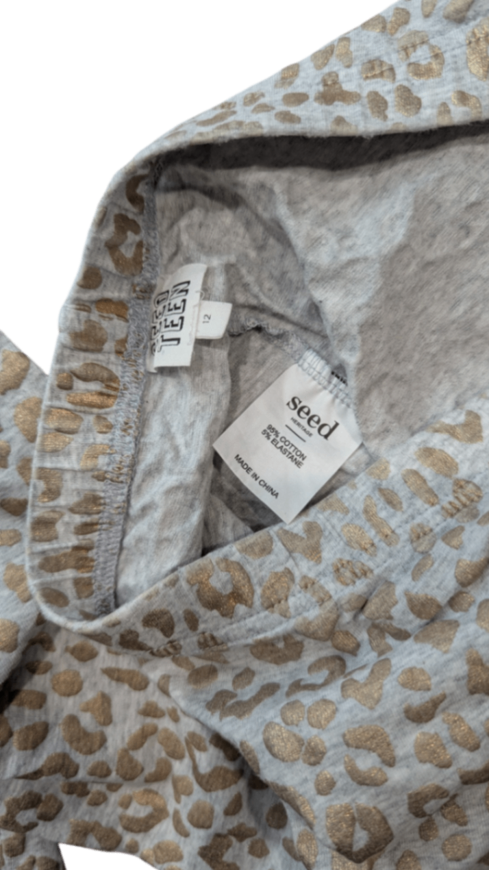 Seed Teen Knit Leggings, Grey and gold, 12