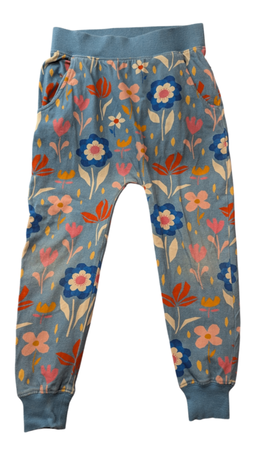 Rock Your Kid Pants, Blue with multicolour floral print, 6