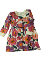Ollie's Place Dress, Cream with pink, purple, orange and green floral print, 2
