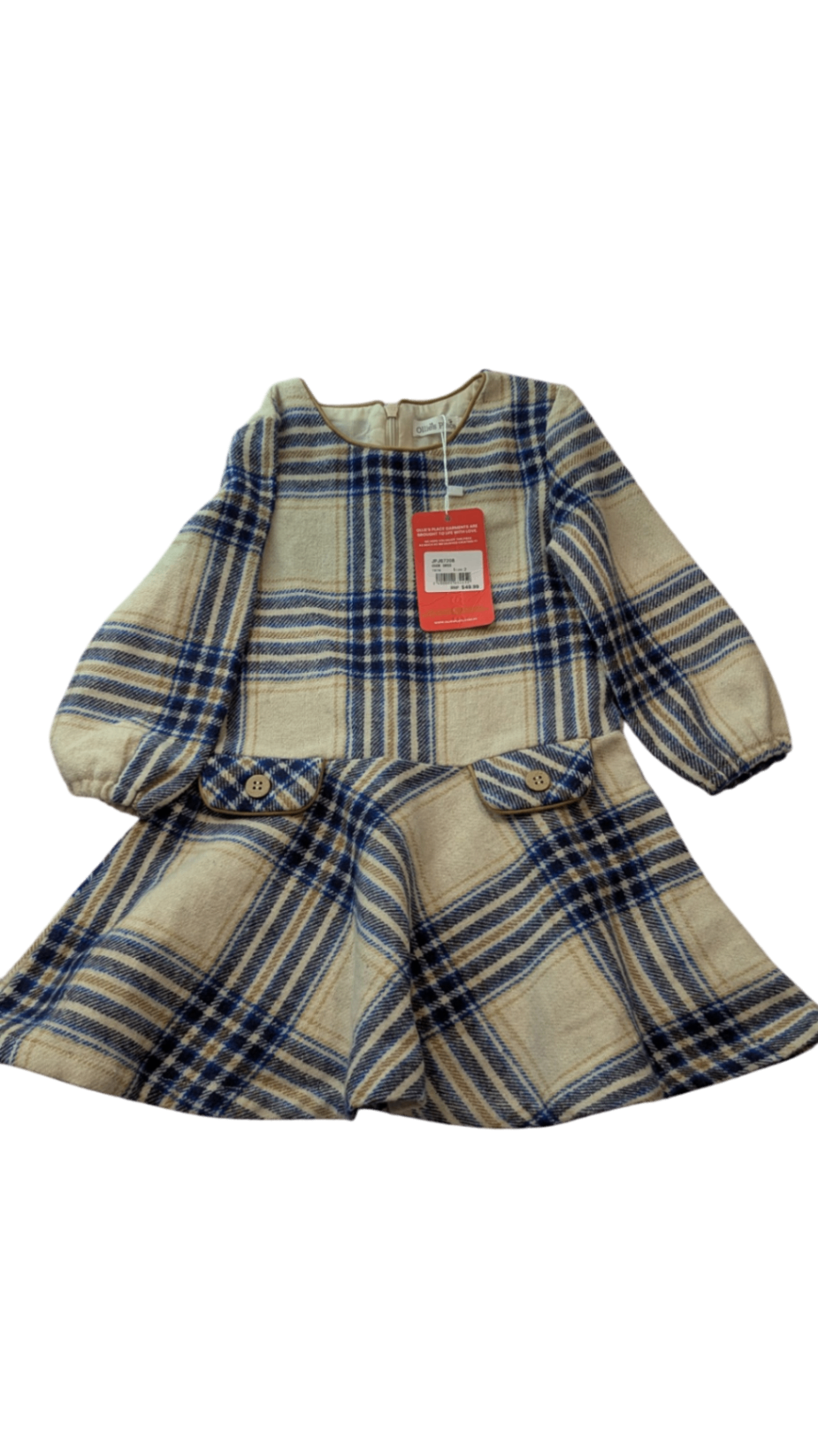 Ollie's Place Dress, Beige and Blue, 2