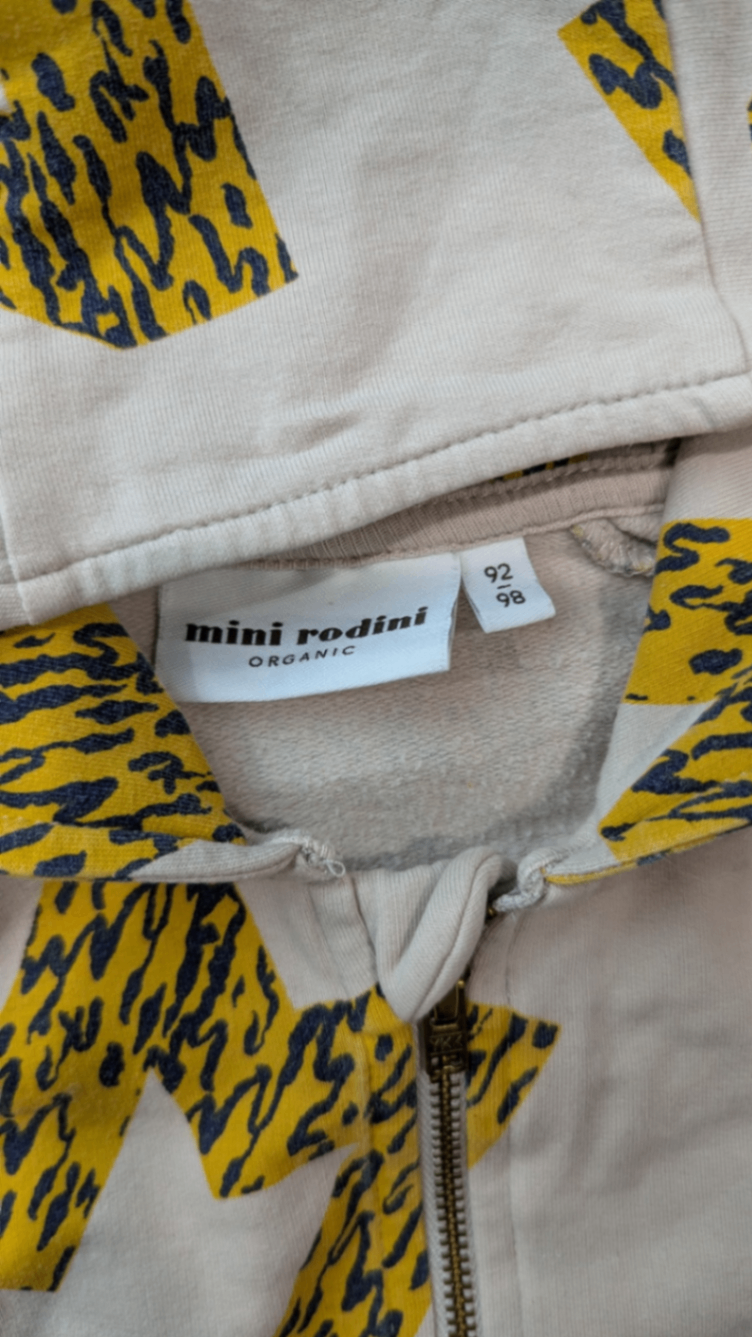 Mini Rodini Hoodie, Cream and yellow, 2-3