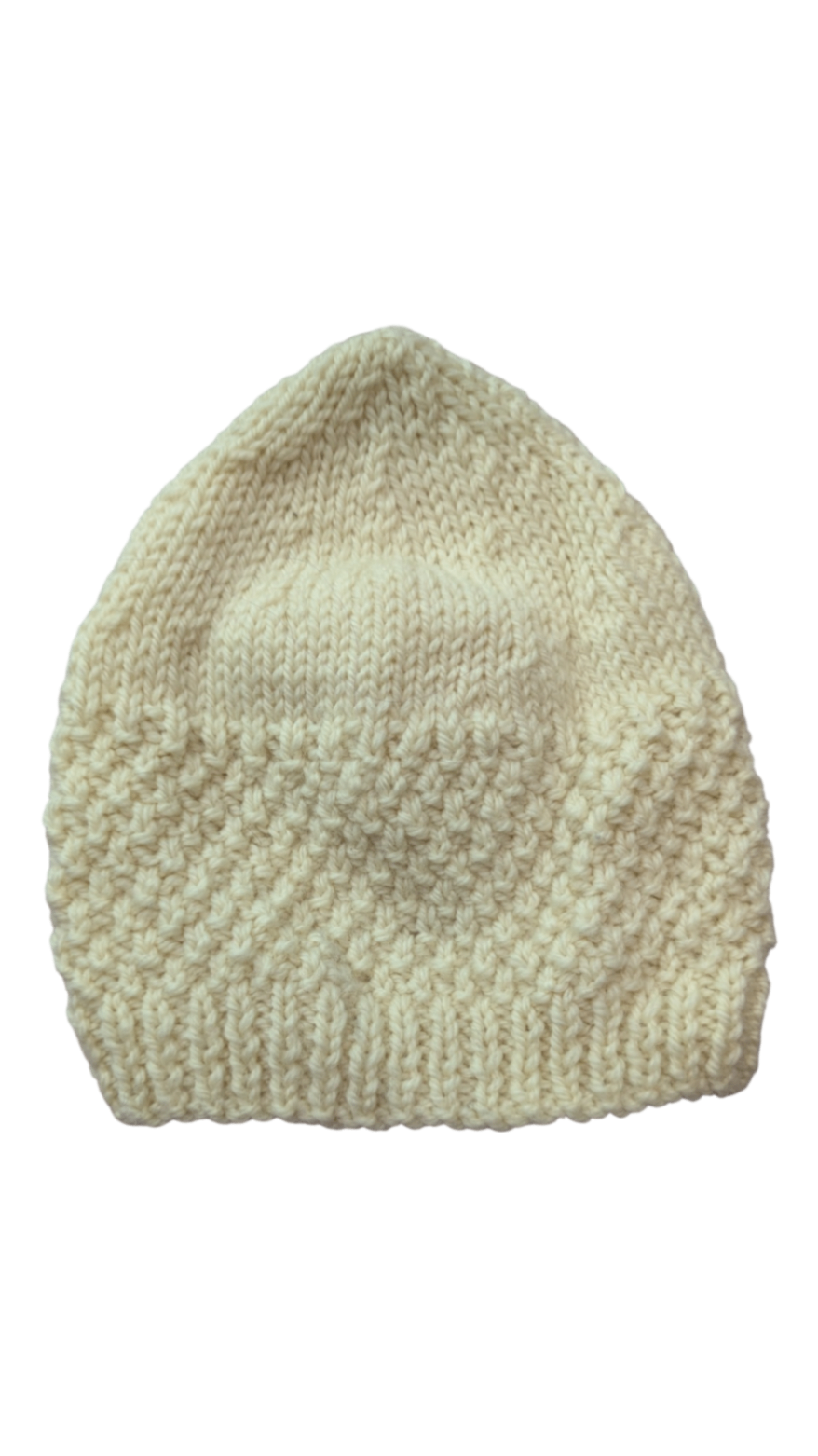 Handknit Hat, Cream, One Size