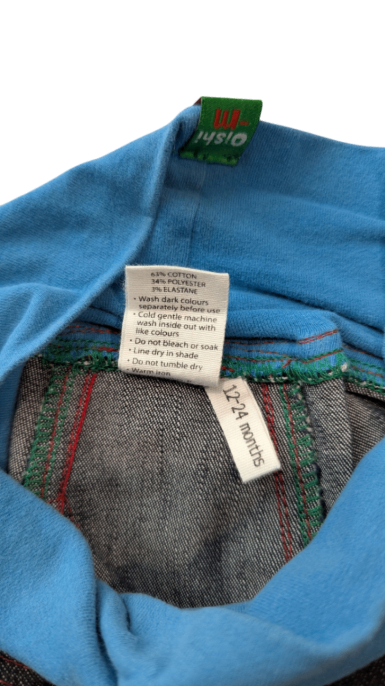 Oishi-m Pants, Blue and Grey, 12-24 months