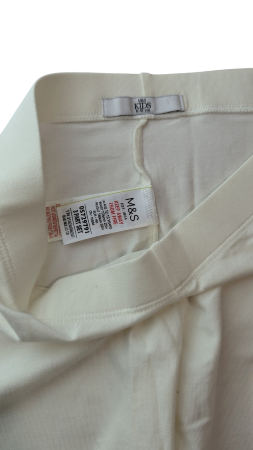 M&S Kids Knit Leggings, Cream, 12-13