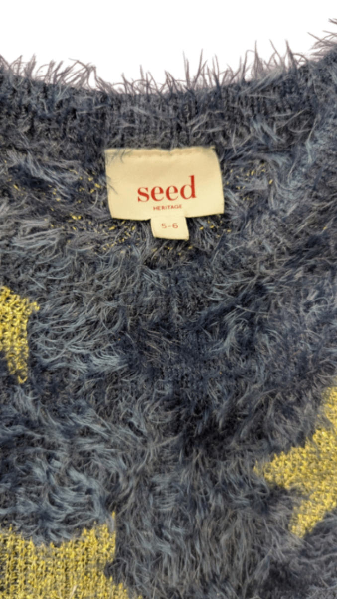 Seed Heritage Jumper, Navy blue with yellow stars, 5-6