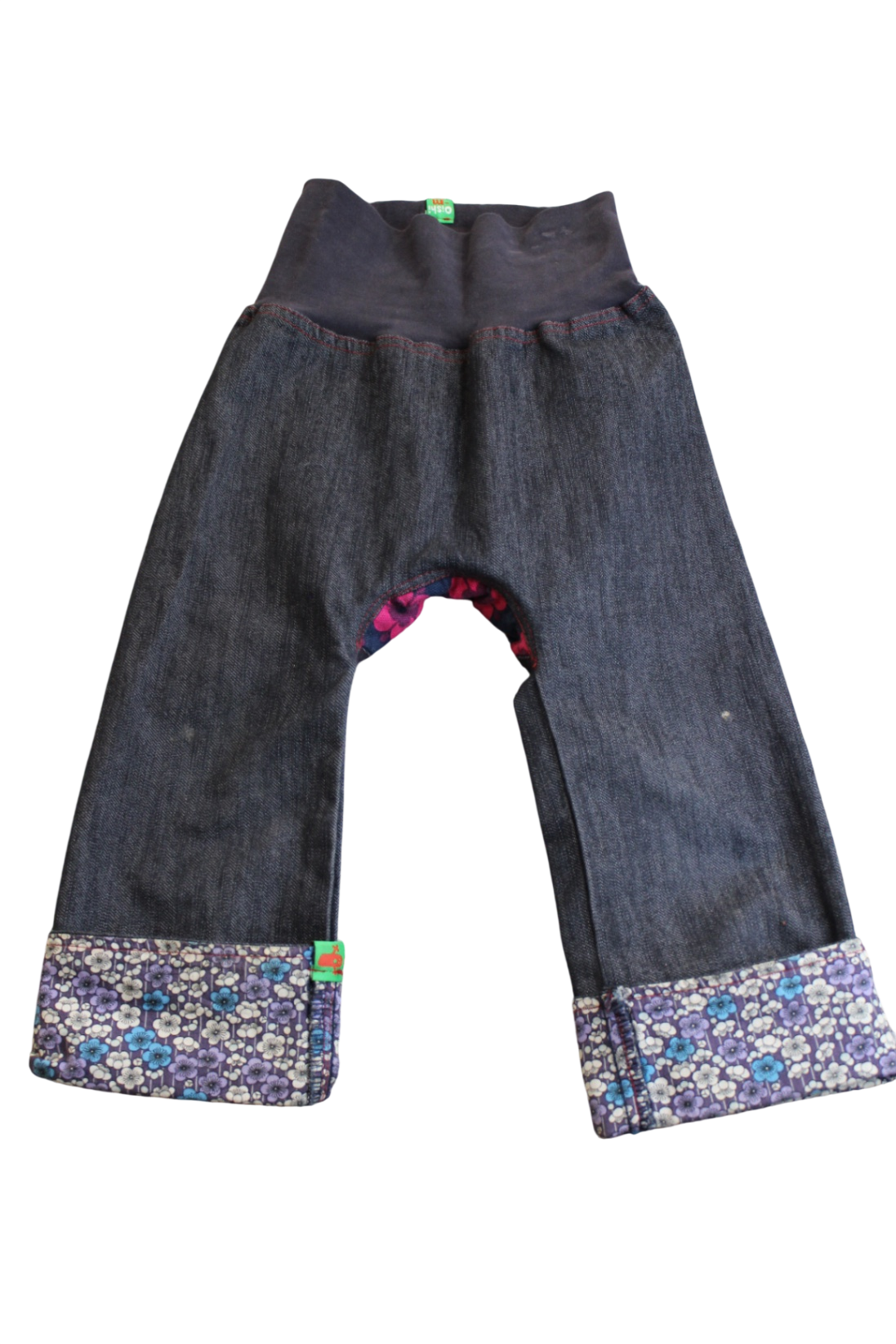 Oishi-m Pants, Dark blue with purple floral cuffs, 3
