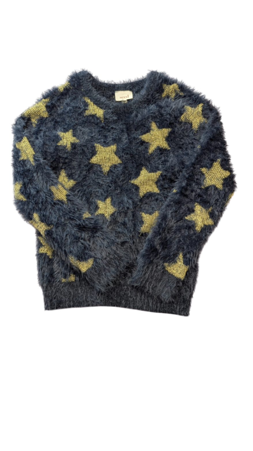 Seed Heritage Jumper, Navy blue with yellow stars, 5-6