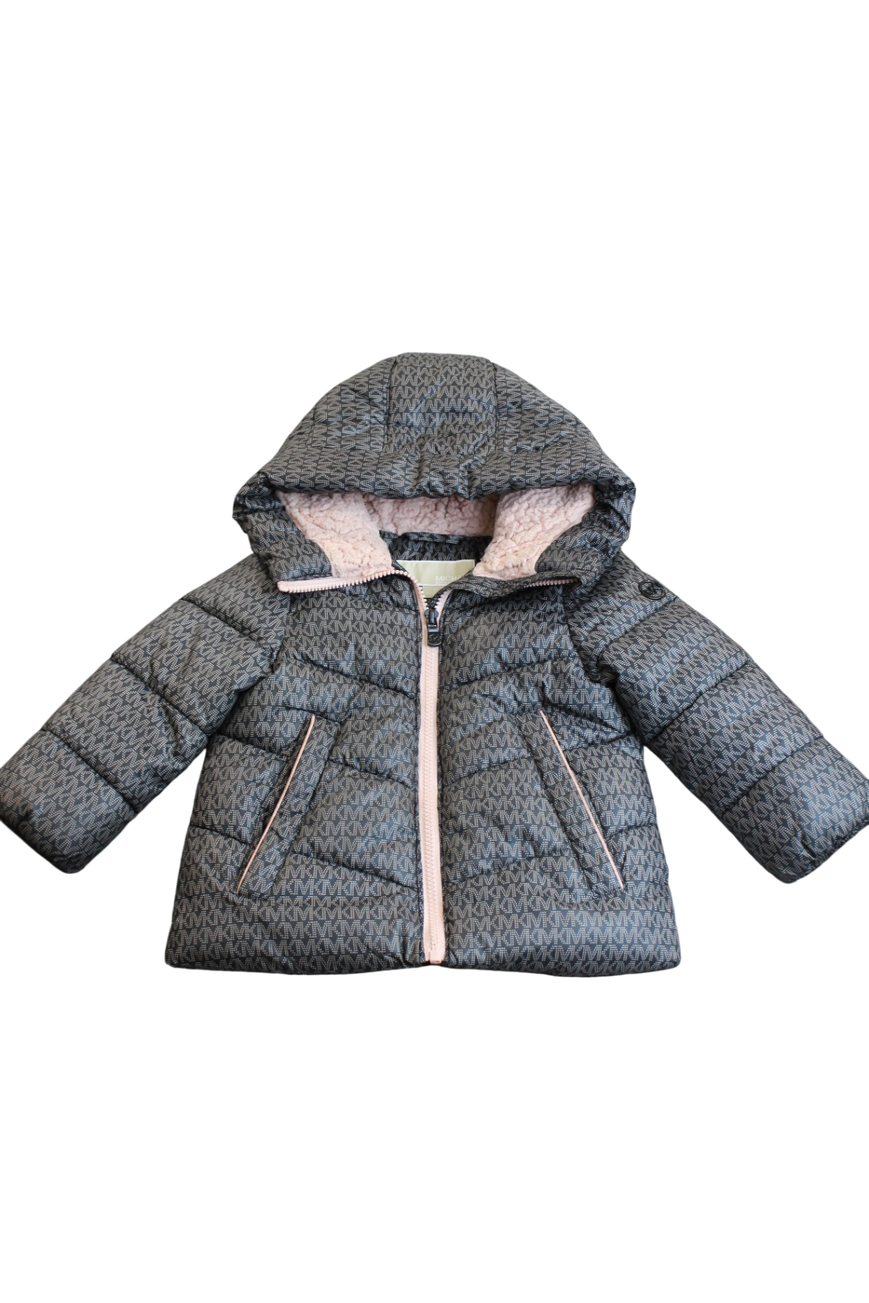 Michael Kors Puffer Jacket, Black and grey with pale pink accents, 2