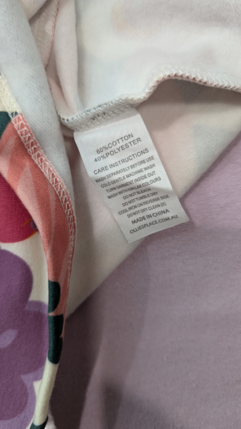 Ollie's Place Dress, Cream with pink, purple, orange and green floral print, 2