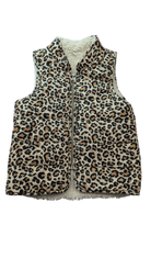 Seed Heritage Puffer Vest, Beige with black and tan leopard print, 8-9