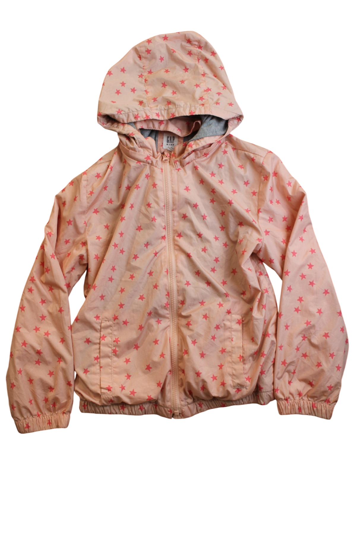 Gap Kids Windbreaker, Pink/Stars, grey lining, L (10-12)