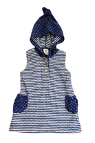 Leela Cotton Dress, Navy blue and grey stripe, 0