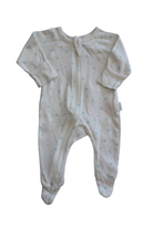 Purebaby Jumpsuit, White with teal leaves, 0000
