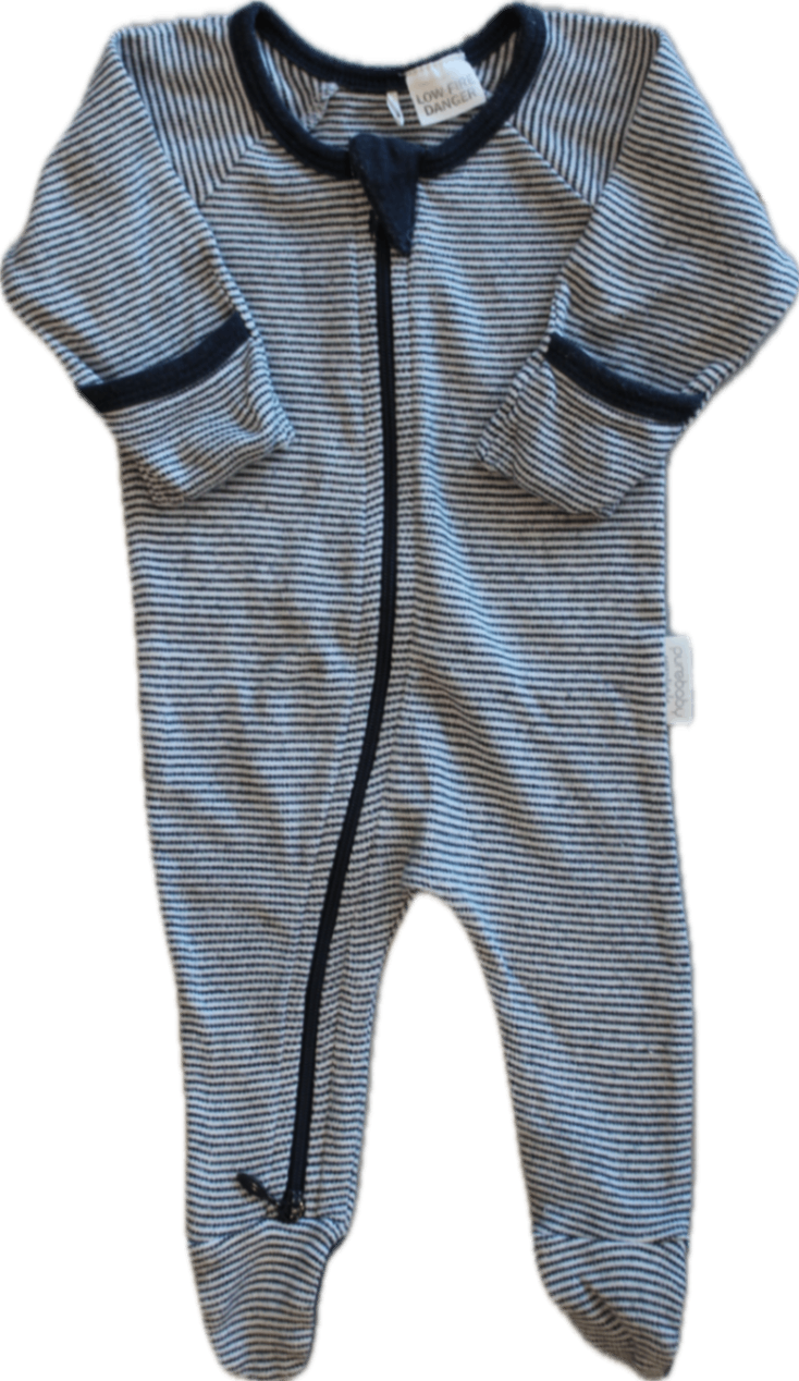Purebaby Jumpsuit, Navy and White stripe, 0000