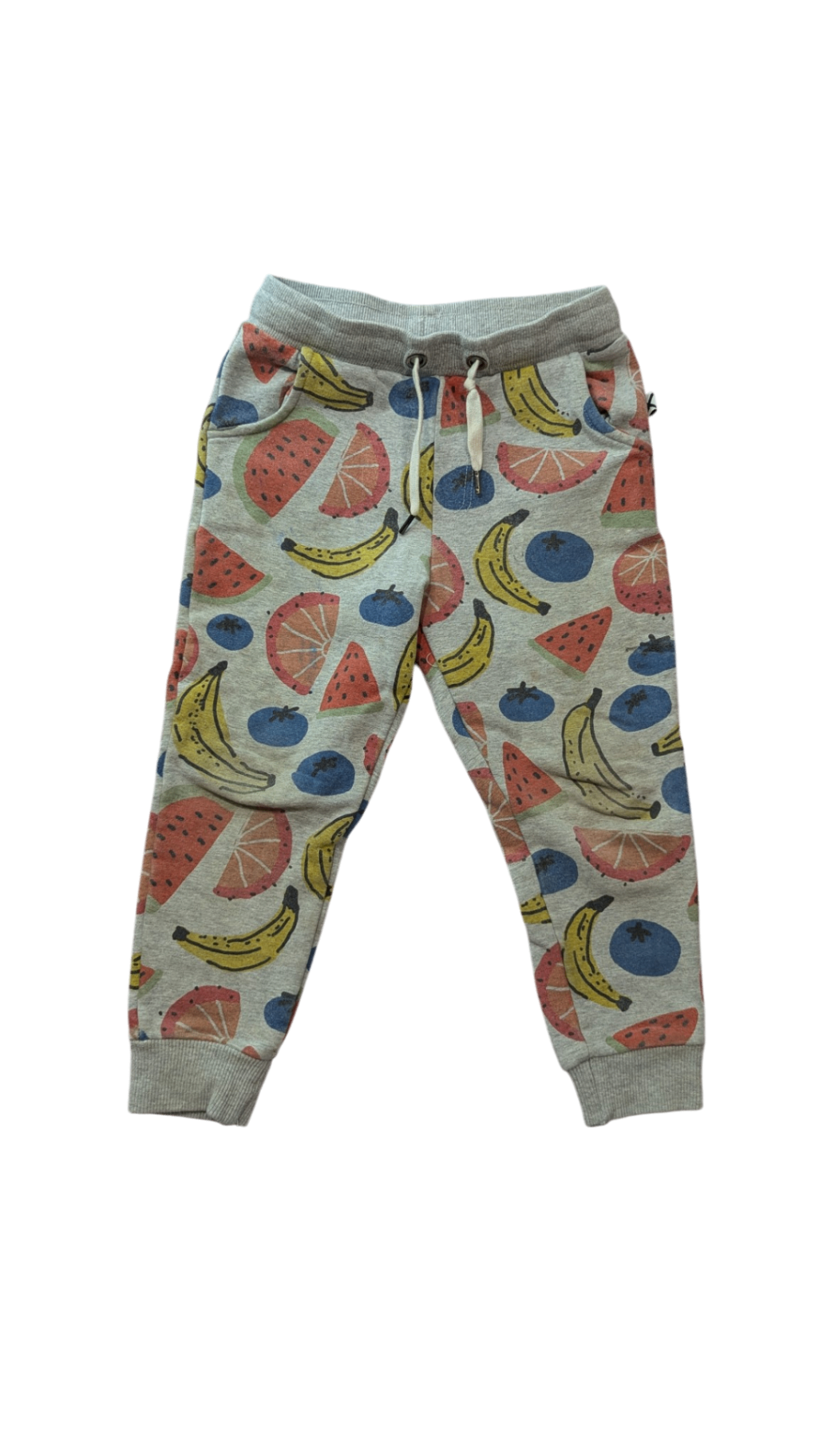 Minti Pants, Grey w Multi Fruit Prints, 4