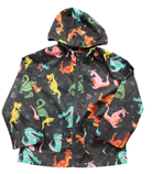 Dangerkids Raincoat, Black with multicolour dragon print, L (6-8)
