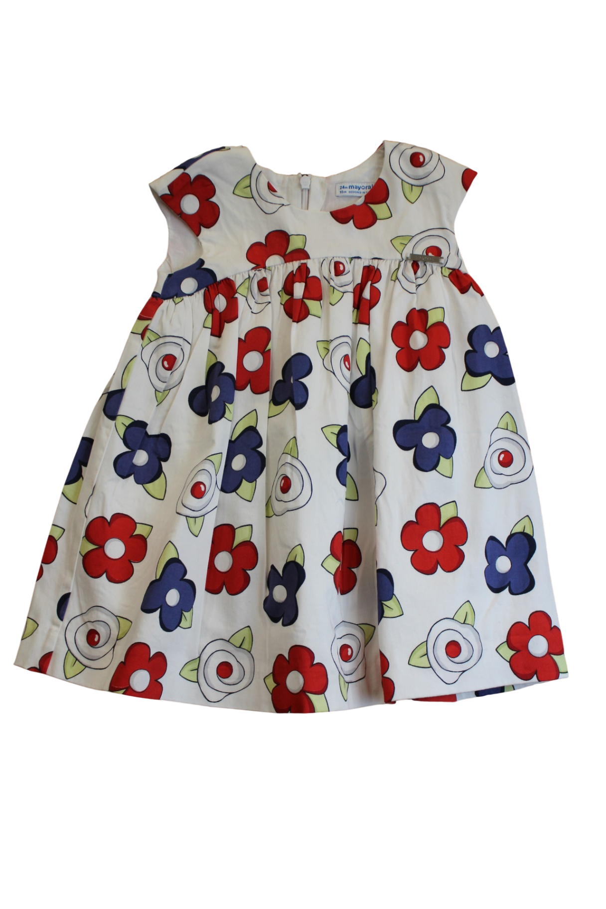 Mayoral Dress, white floral, 2