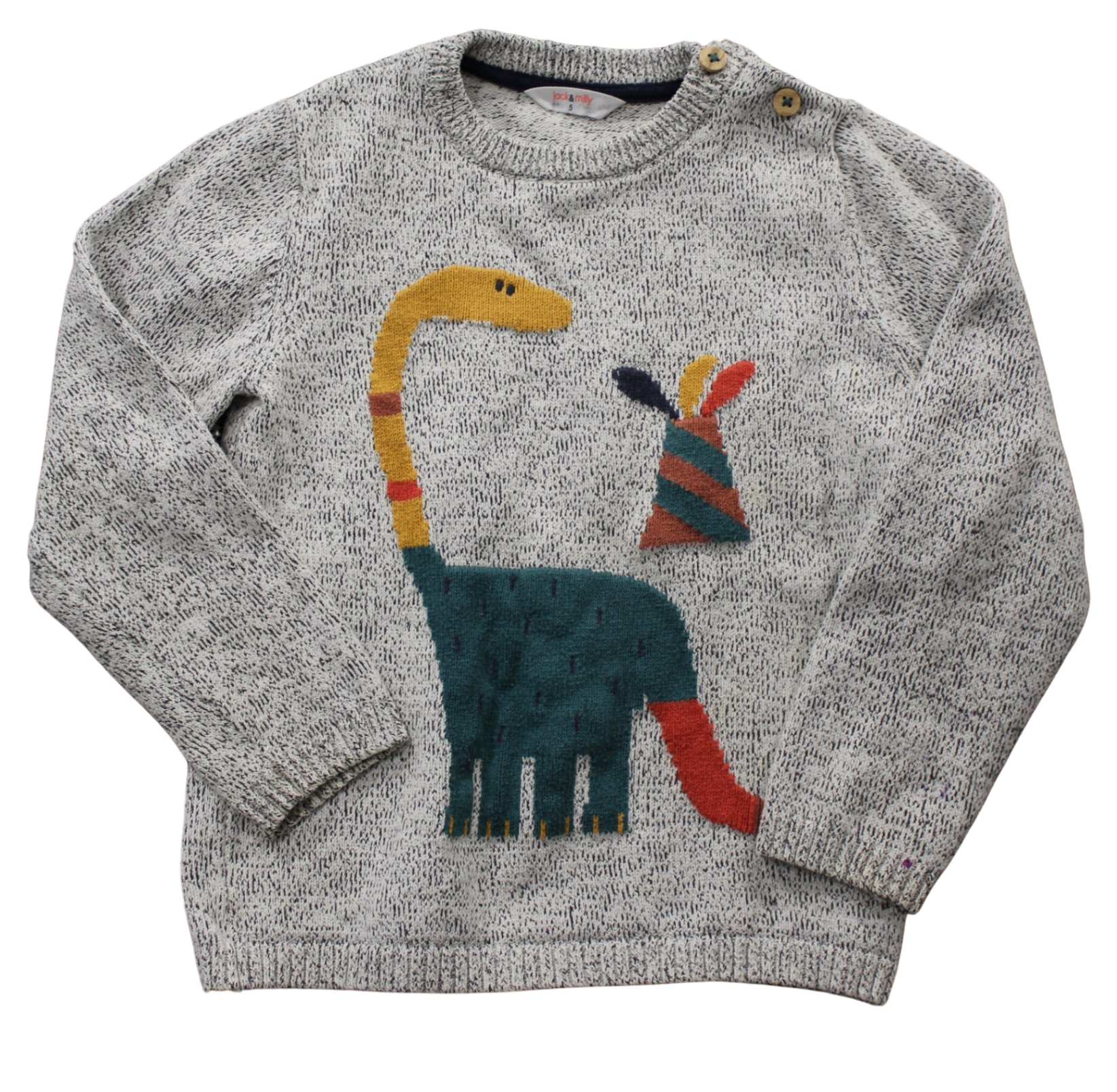 Jack & Milly Jumper, Grey/navy marle, 5