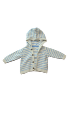 Pumpkin Patch Cardigan, White Blue Stripes, 3-6M
