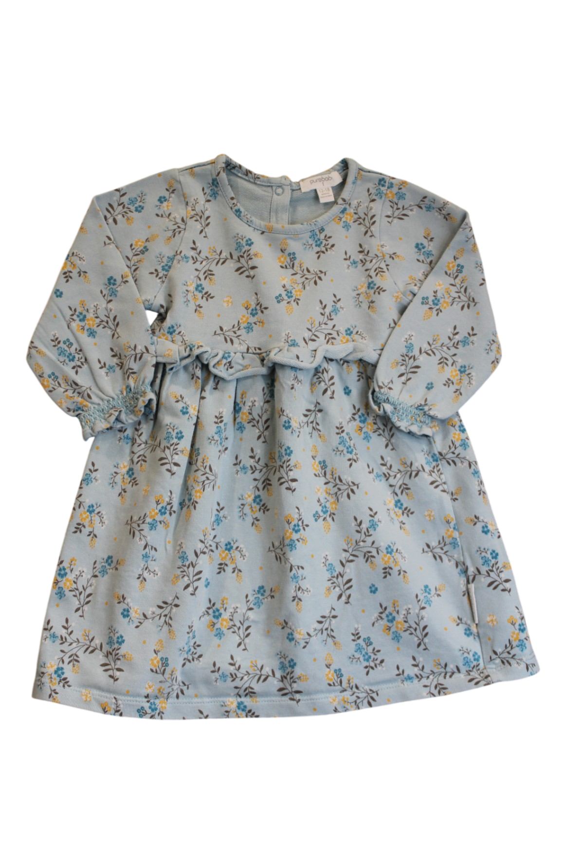 Purebaby Dress, Light Blue/floral, 1
