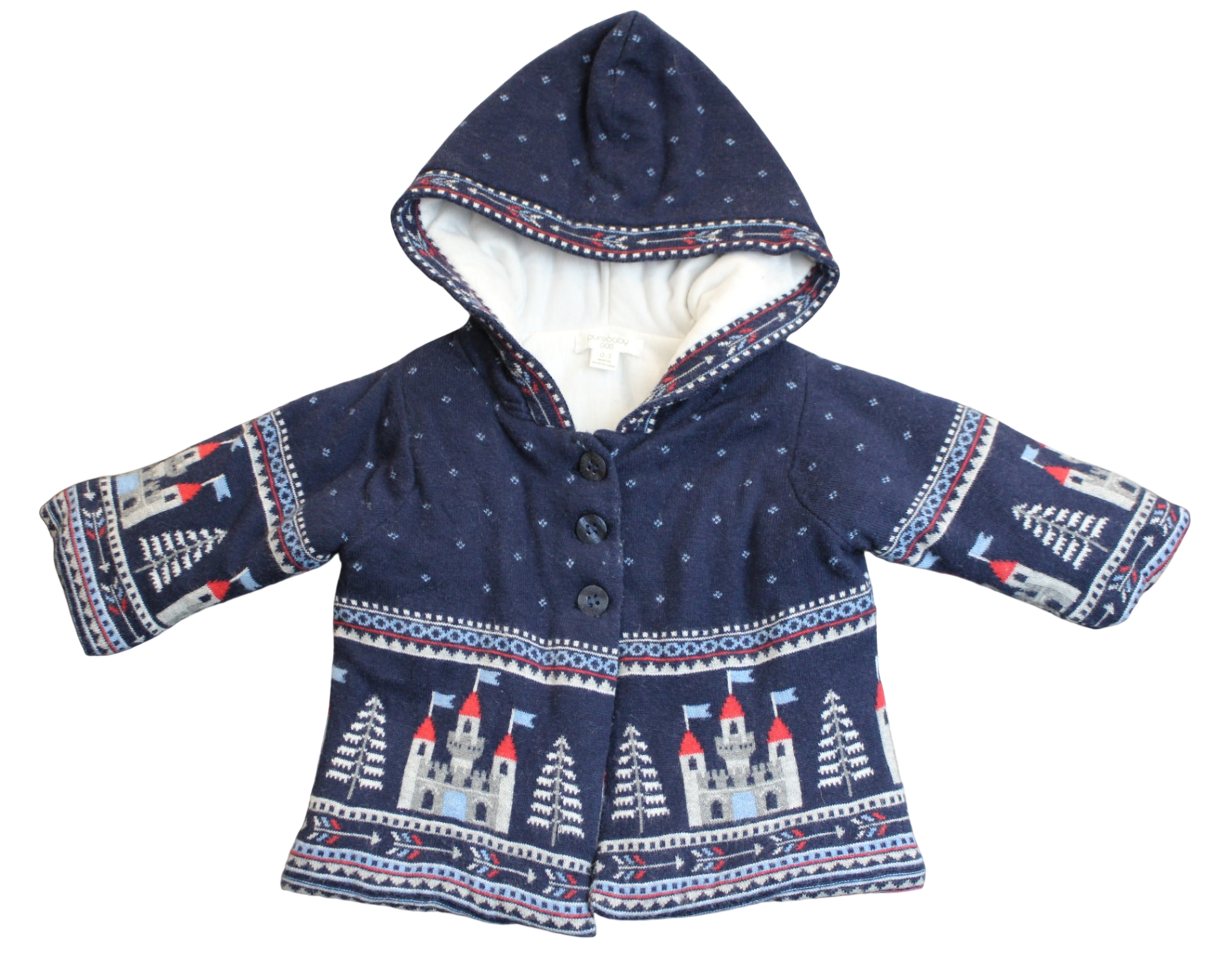 Purebaby Jacket, Navy/Castles, 000