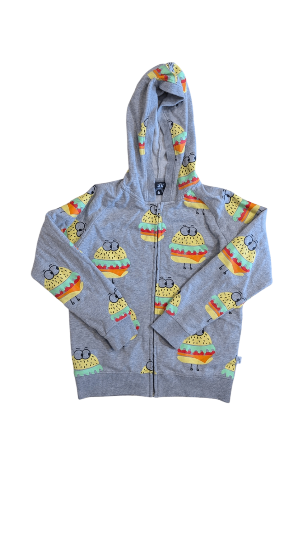 Little Horn Hoodie, Grey w Burger Prints, 6
