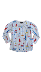Rock Your Kid Long-Sleeve T-Shirt, White w Multi Prints, 6