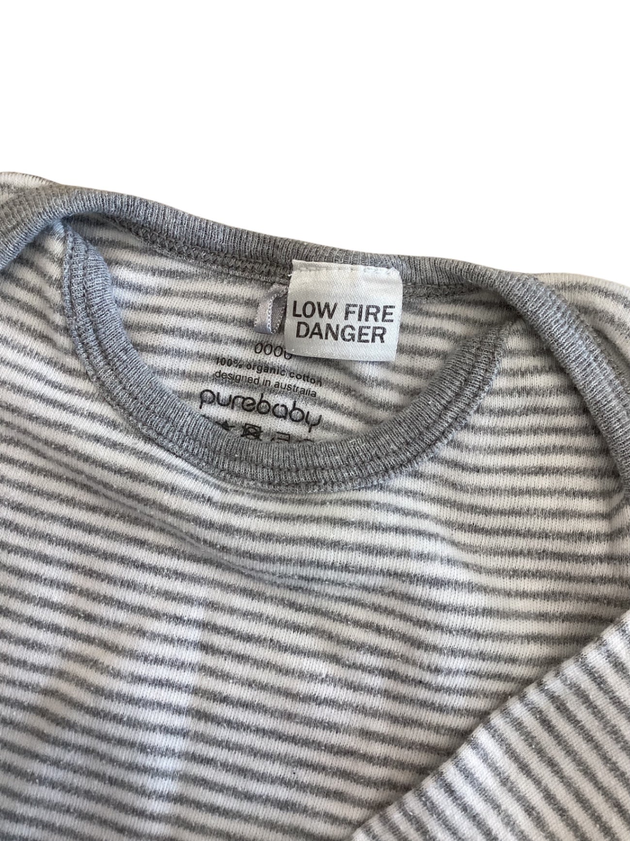 Purebaby Sleepsuit, Grey and white, 0000