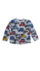 Rock Your Kid Long-Sleeve T-Shirt, Grey w Multi Car Prints, 6