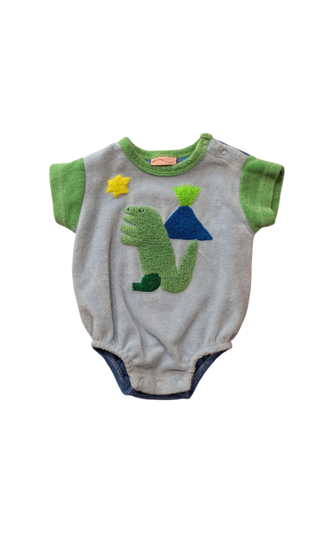 Halcyon Nights Bodysuit, Blue w Green Trims, 0-3M