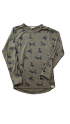 Nature Baby Long-Sleeve T-Shirt, Taupe w Fox Print, 3