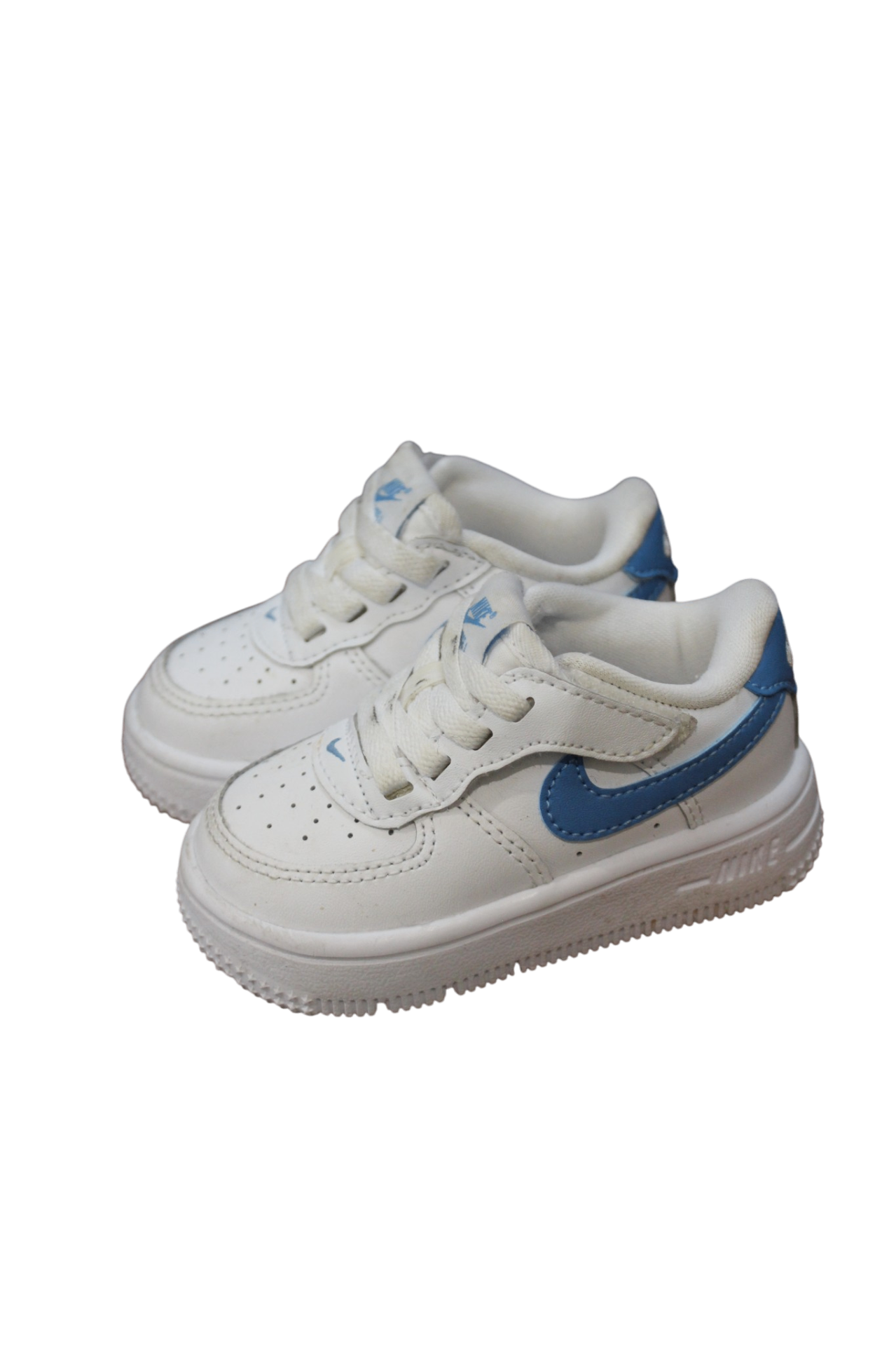 Nike Air Force 1 Sneakers, White and blue, US 4/EUR 19