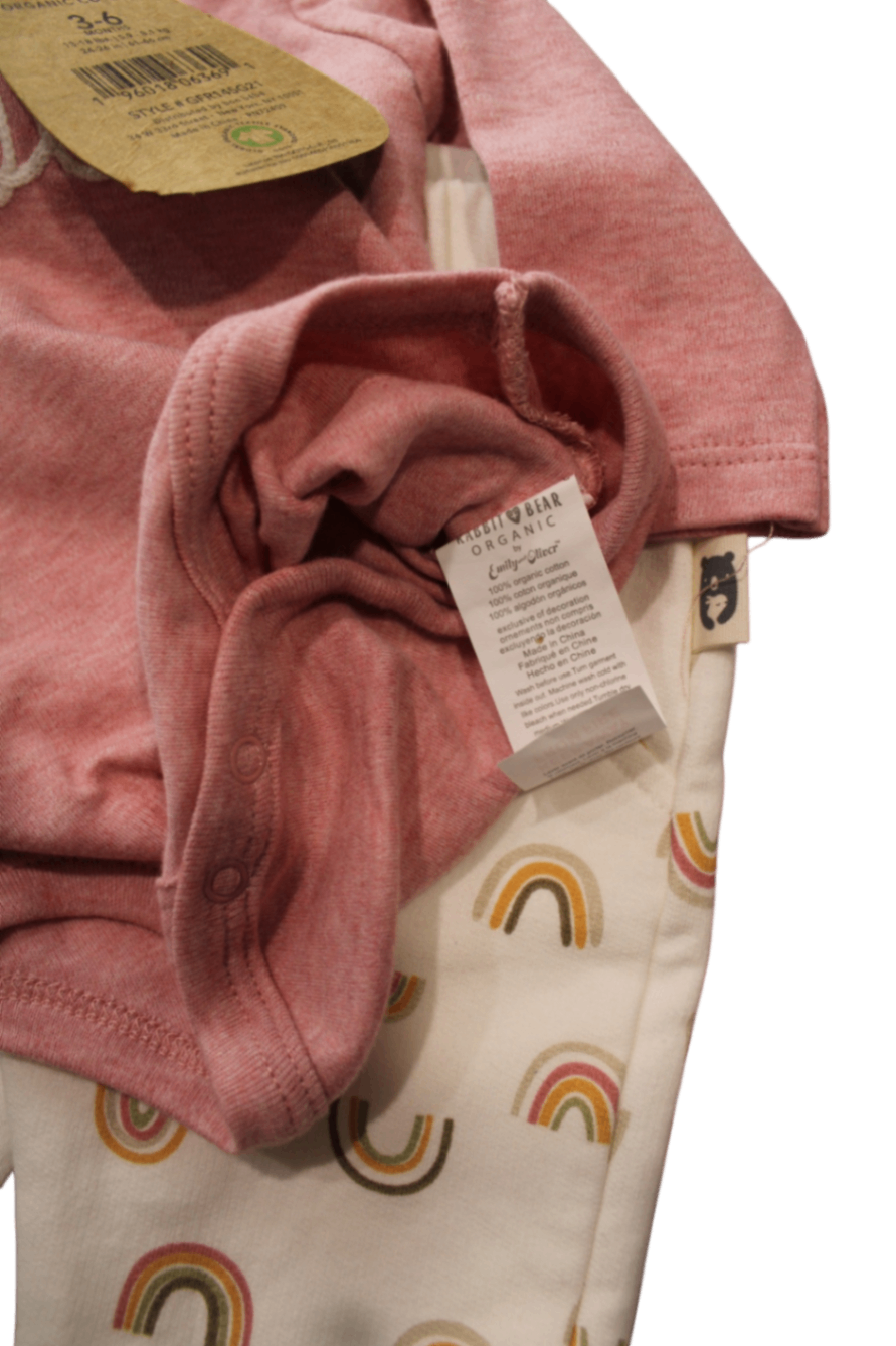 Rabbit Bear Organic Tracksuit Set, Pink and Cream, 3-6M
