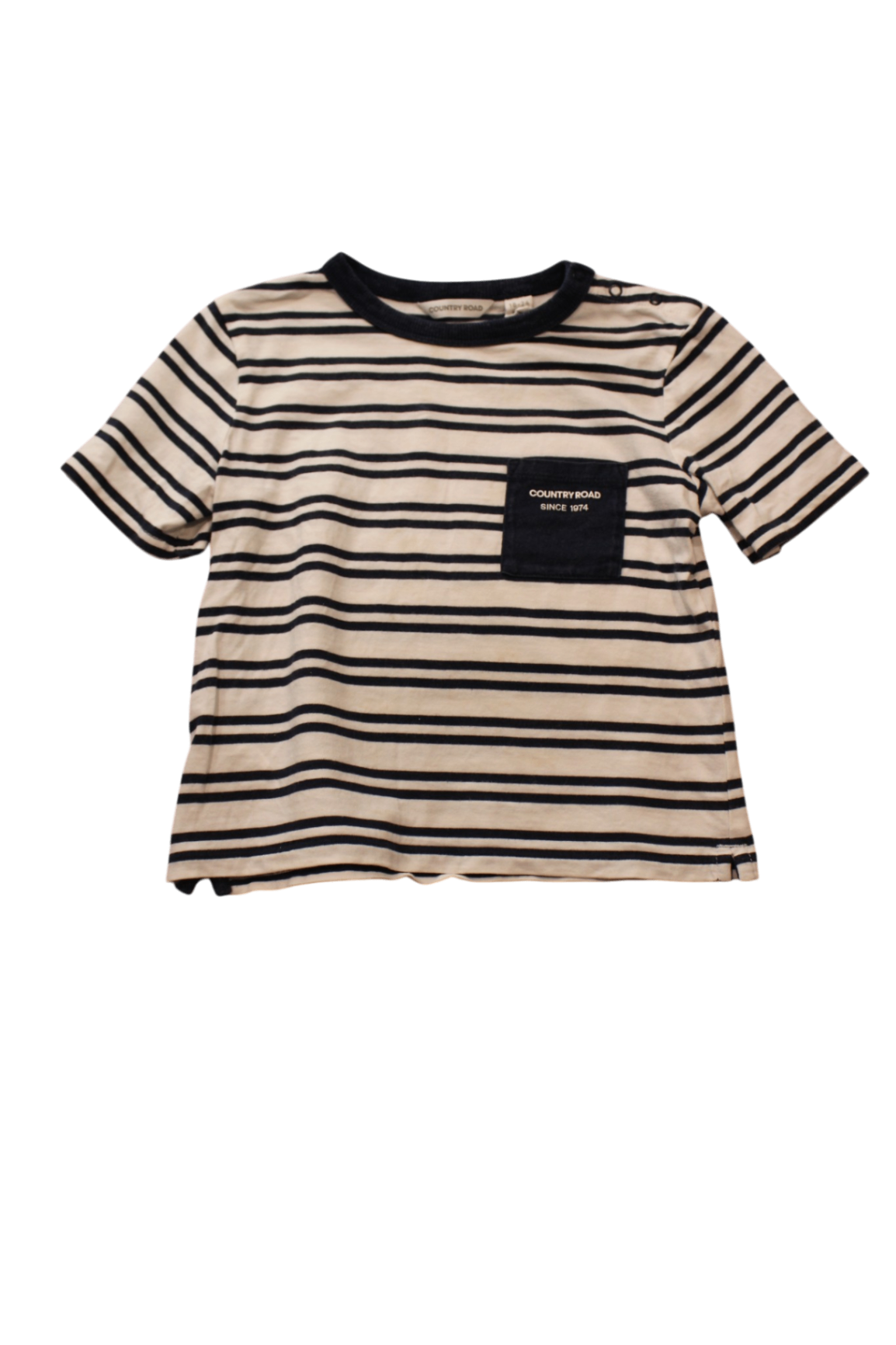 Country Road T-Shirt, Cream and navy, 18-24 months