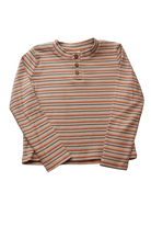 Seed Heritage Long-Sleeve T-Shirt, Cream with orange and brown stripes, 6