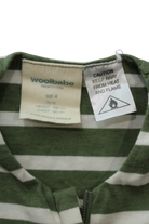Woolbabe Sleepsuit, Green and White, 4