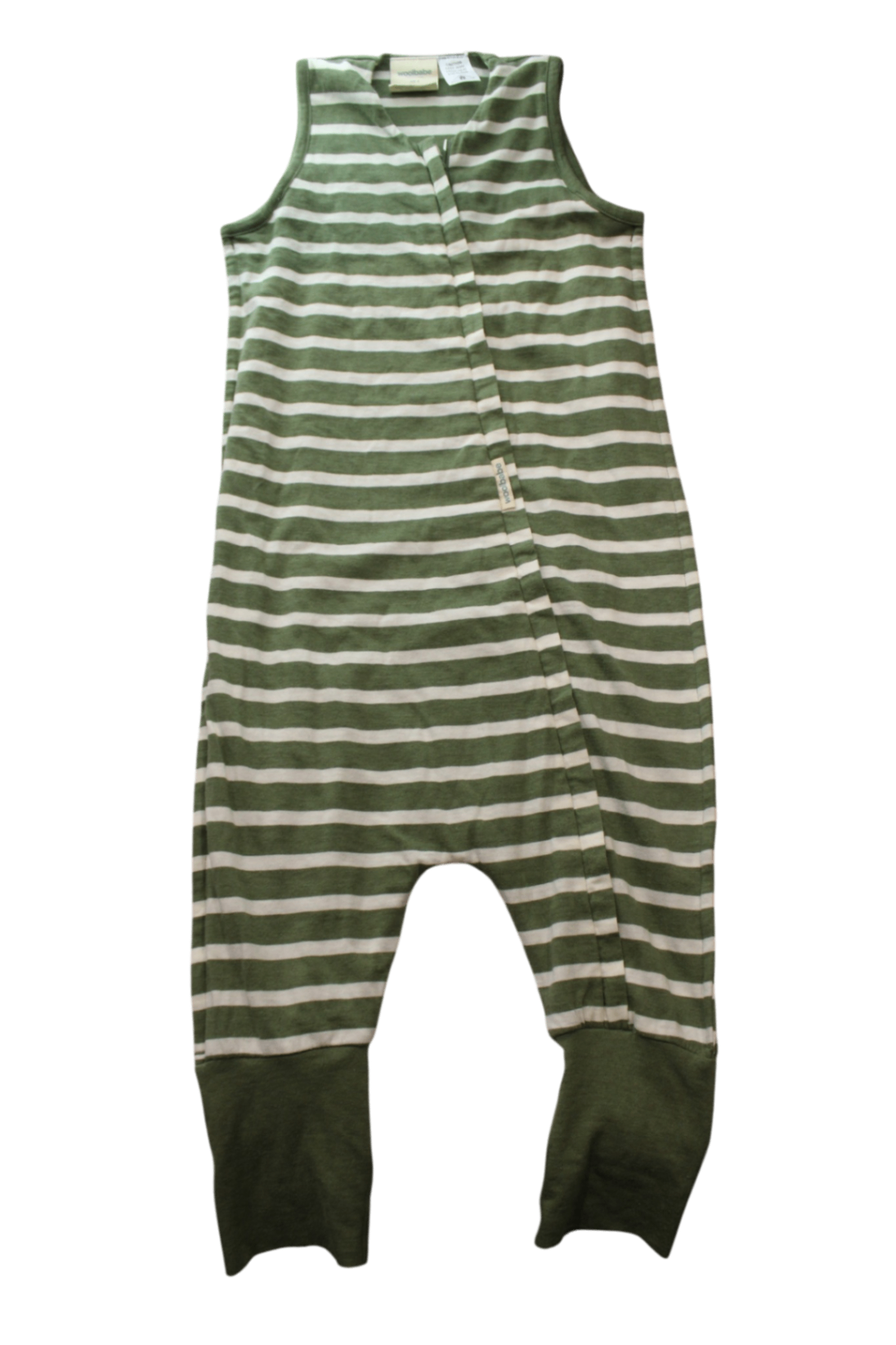 Woolbabe Sleepsuit, Green and White, 4