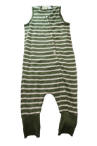 Woolbabe Sleepsuit, Green and White, 4
