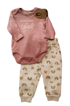 Rabbit Bear Organic Tracksuit Set, Pink and Cream, 3-6M