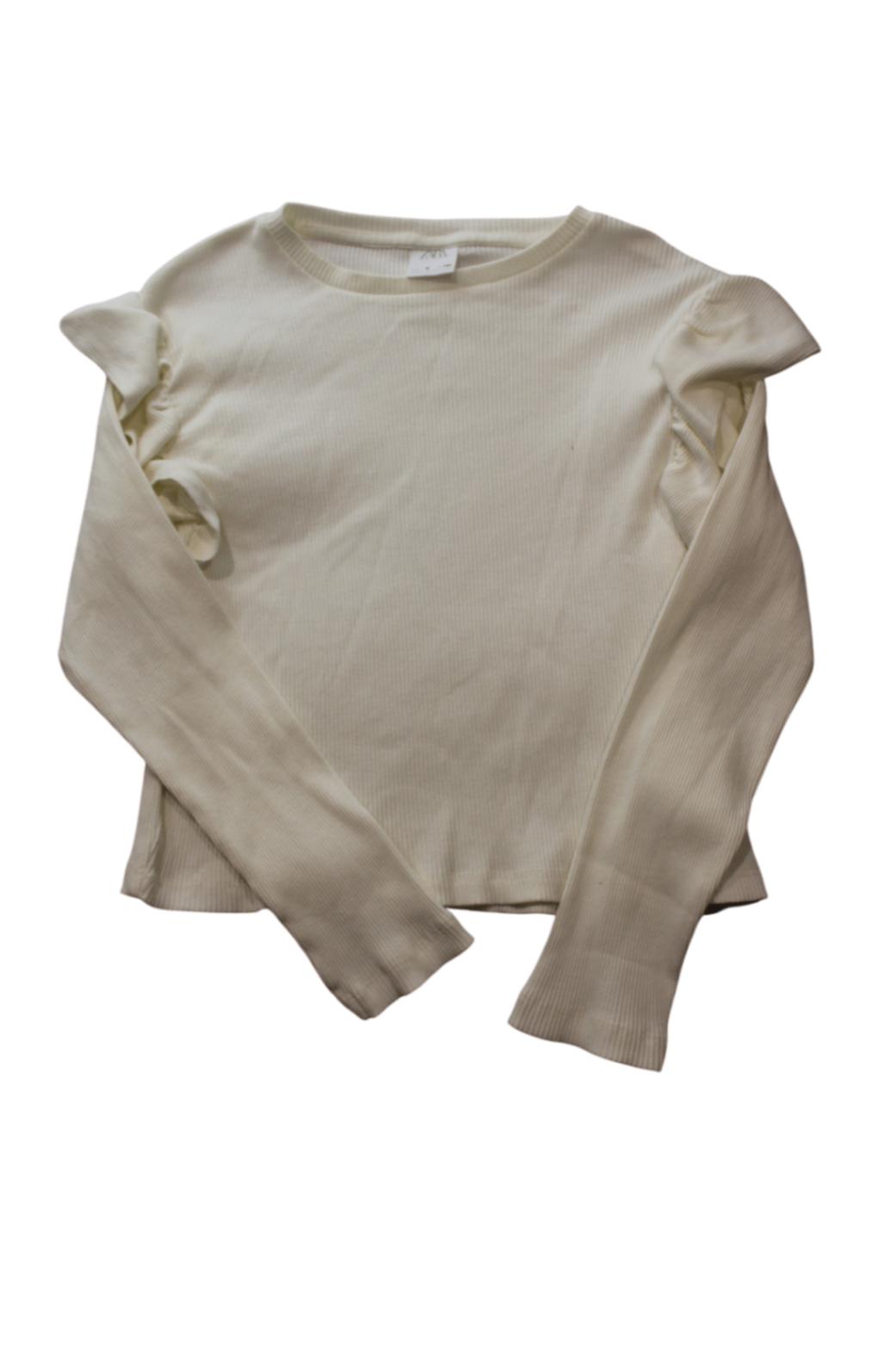 ZARA Long-Sleeve T-Shirt, Cream, 8-9