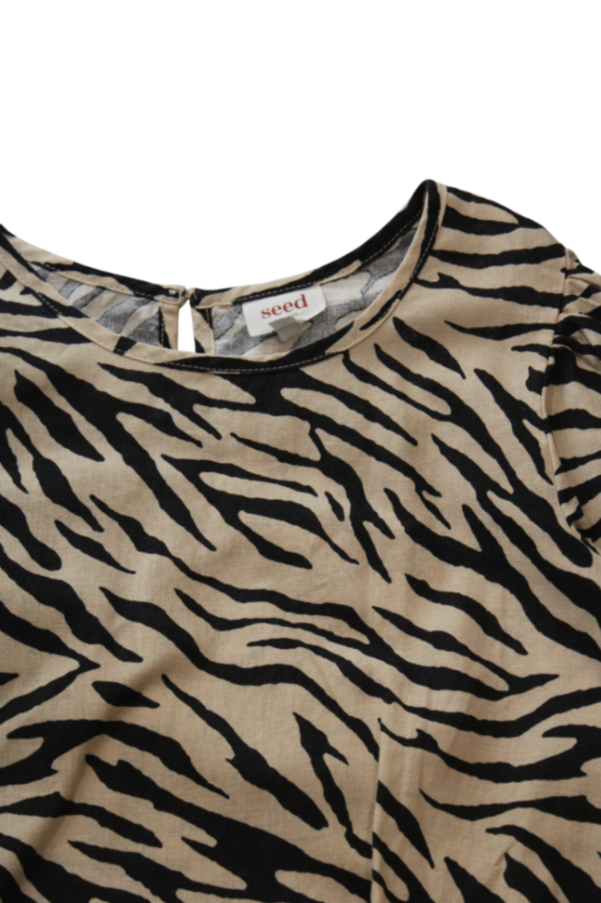 Seed Heritage Shirt, Tan and black zebra print,