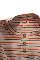 Seed Heritage Long-Sleeve T-Shirt, Cream with orange and brown stripes, 6