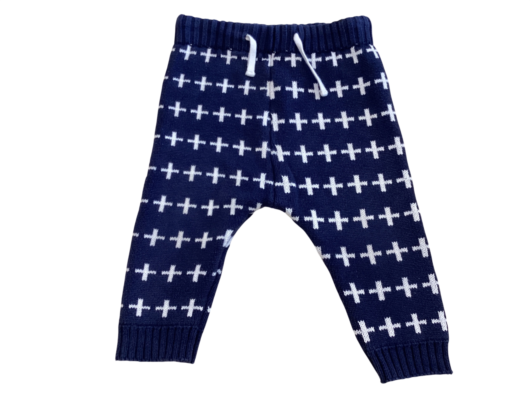 Seed Knit Leggings, Navy blue and white, 1