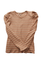 Seed Heritage Long-Sleeve T-Shirt, Cream with pink, mustard and brown stripes, 9