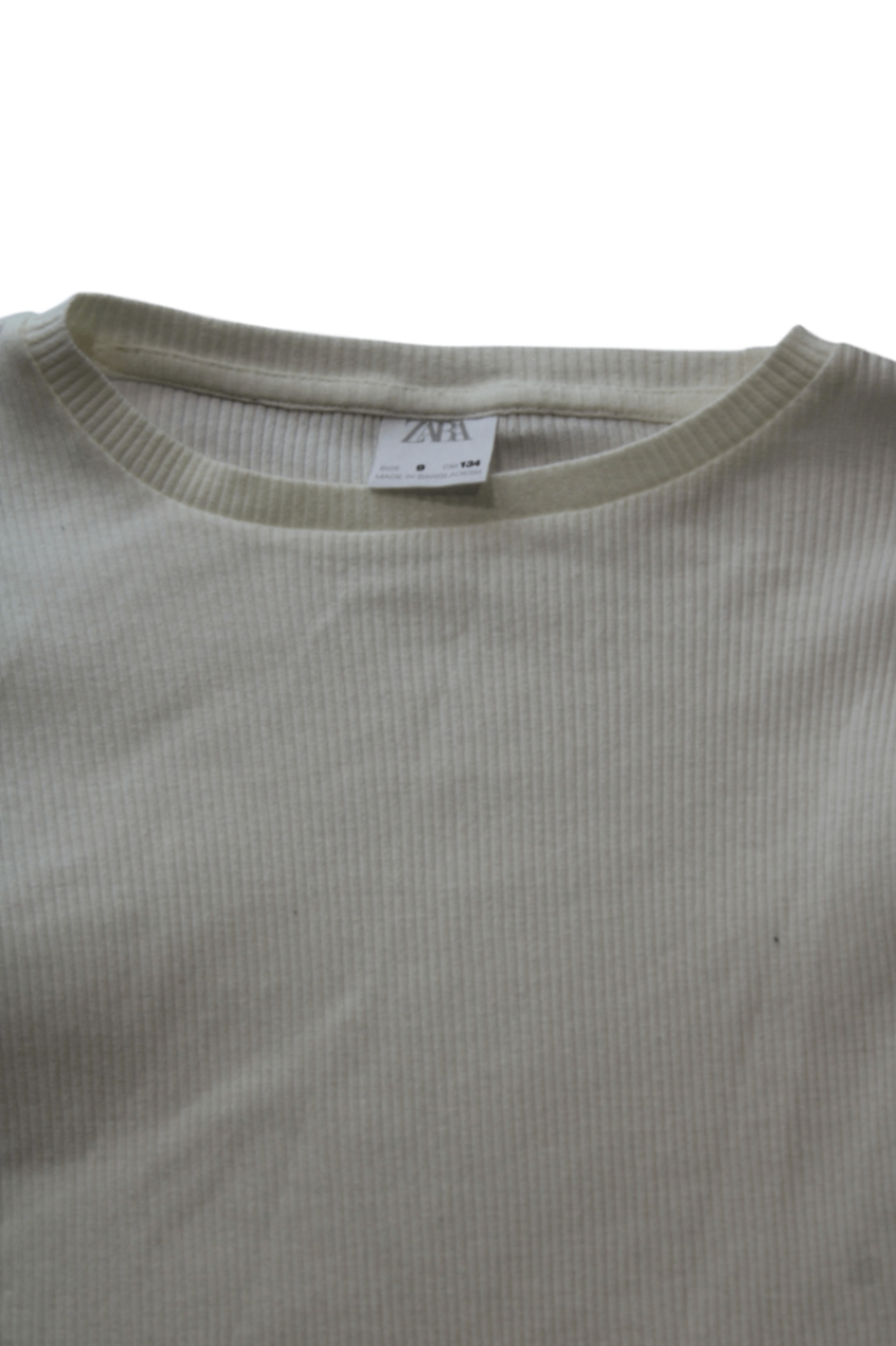 ZARA Long-Sleeve T-Shirt, Cream, 8-9