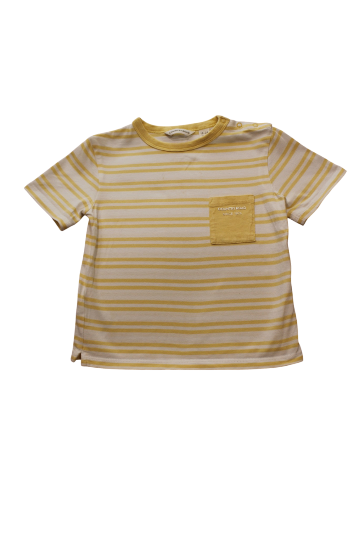 Country Road T-Shirt, White and yellow, 18-24 months
