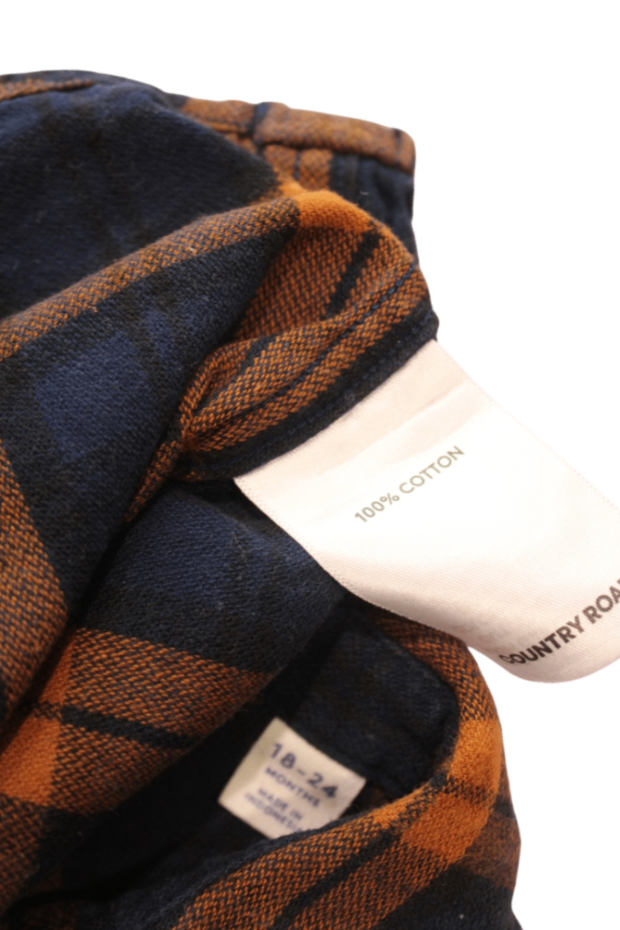 Country Road Shirt, Navy blue and orange, 18-24 months