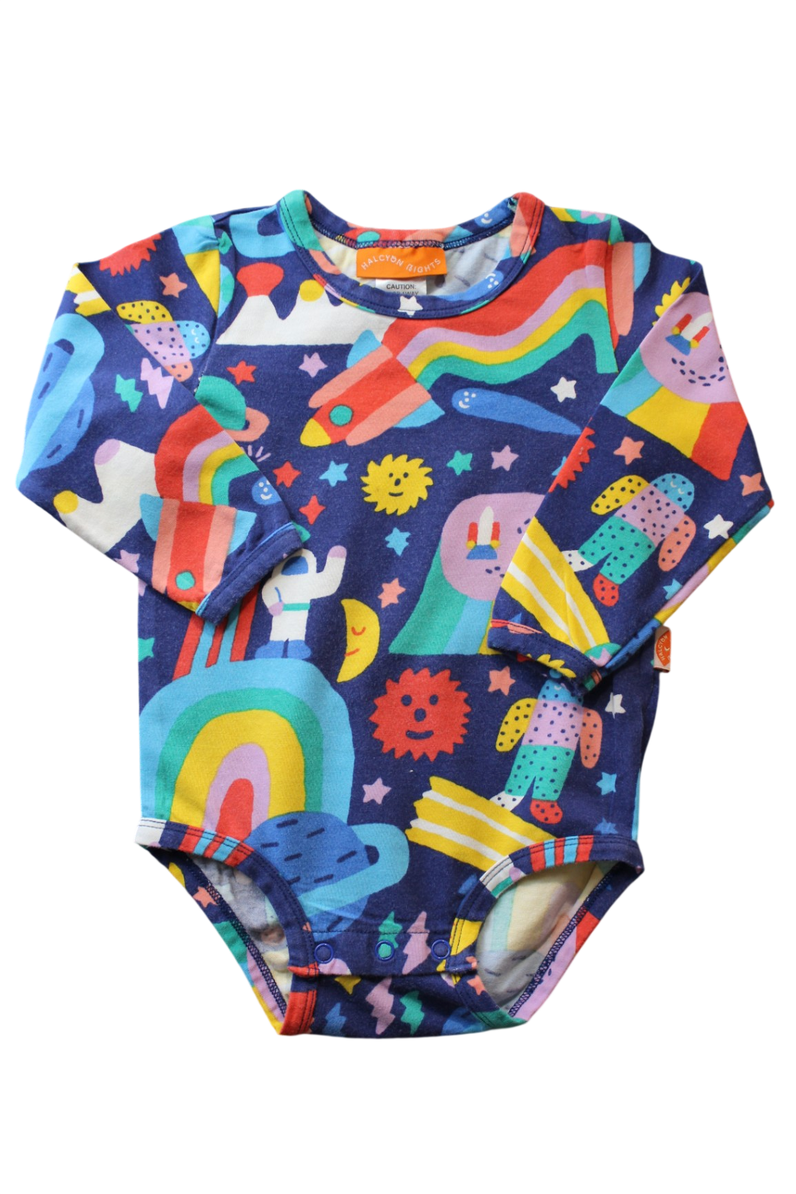 Halcyon Nights Bodysuit, Navy blue with multicoloured print, 1