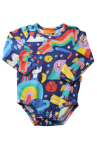 Halcyon Nights Bodysuit, Navy blue with multicoloured print, 1